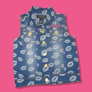 Kids Girls COOGI Lips Denim Vest | Button up